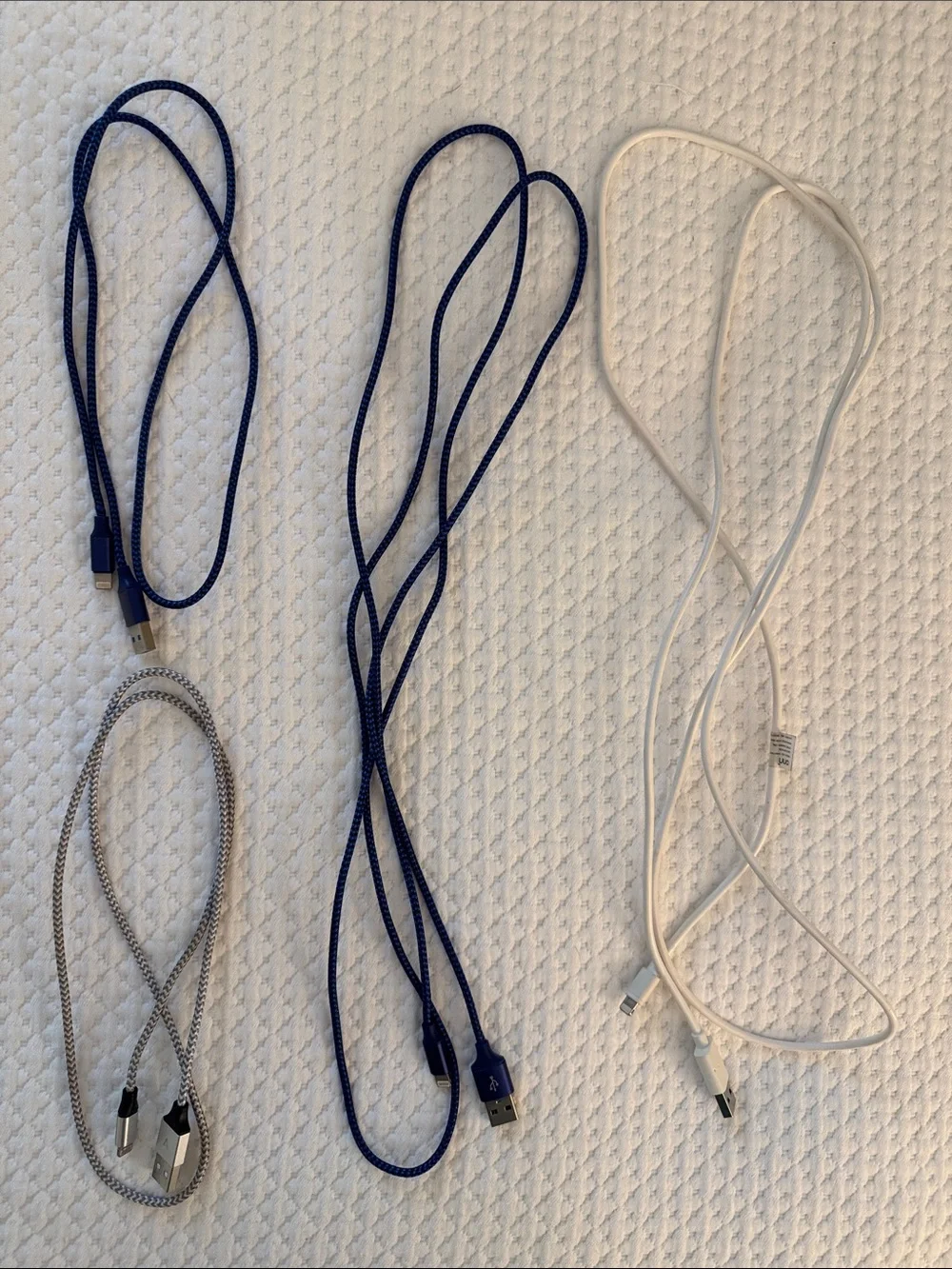 Bundle of 4 USB-A to Lightning Cables iPhone and iPad Charging Cables